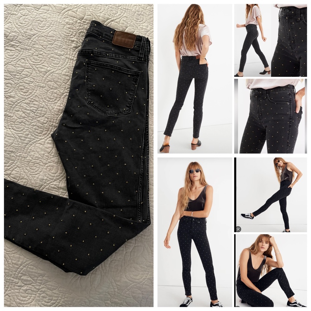 Madewell 10" High-Rise Skinny Jeans: Metallic Dot Edition